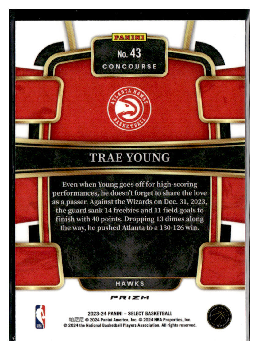 2023-24 Panini Select #43 Trae Young Concourse Tectonic