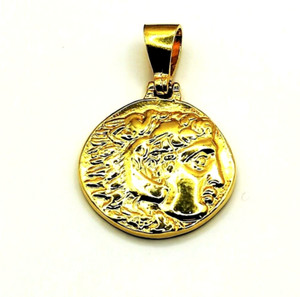 Authentic Ancient Greek Alexander the Great Coin Sterling Silver 925 Gold Plated Pendant