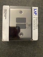 LAP 10AX Plate Switch, 2 Gange, 2 Way, Brushed Stainless Steel