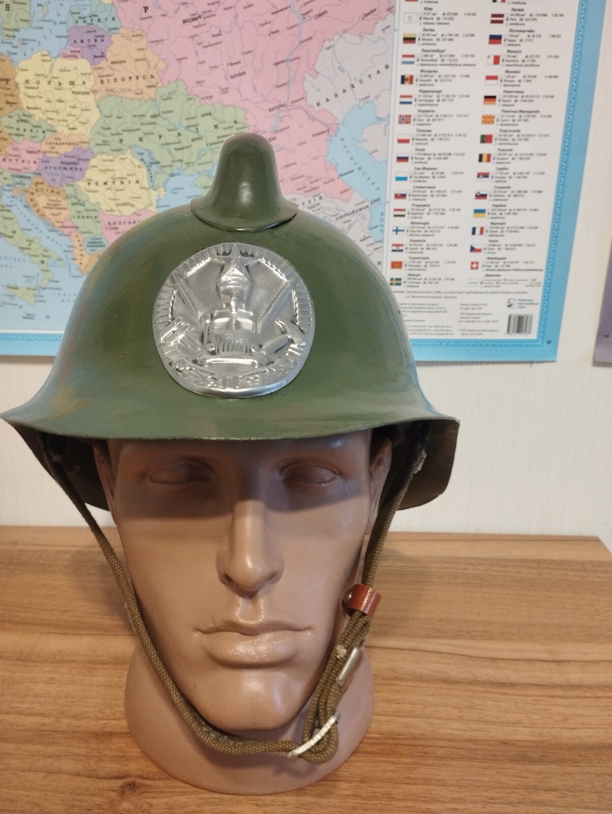 Vintage Soviet steel firefighter helmet KP-55, mid XX century, USSR — image 3
