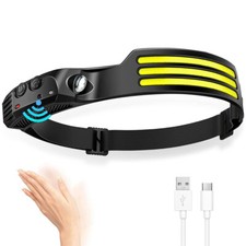 LED Headlamp Rechargeable, 230  Wide Beam Head Lamp with Motion Sensor