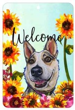 Australian Cattle Dog Blue Aluminum Indoor/Outdoor Sunflowers Welcome Sign