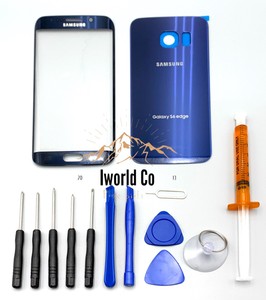 Samsung Galaxy S6 Edge Pantalla De Cristal Frontal Kit De Recambio De Puerta Trasera Cubierta Azul
