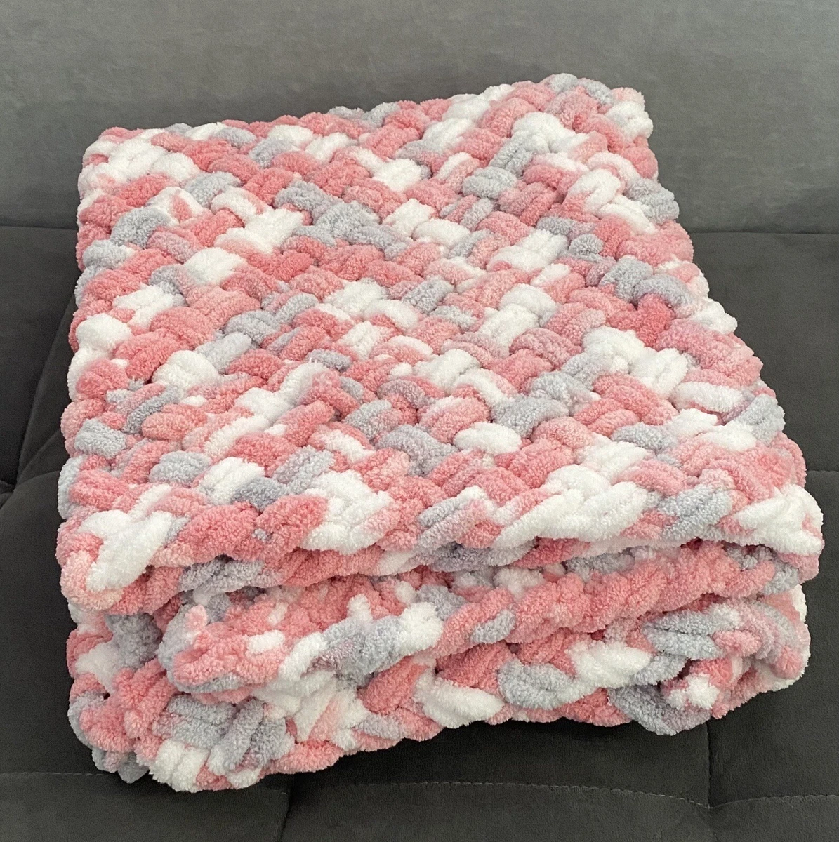Crochet Blanket Pink Grey White eBay