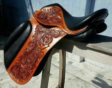 Dressage Leather Saddle Horse Tack India tooling work Traditional High Quality