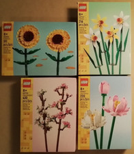 LEGO Flowers 4 Box Set Cherry Blossoms, Daffodils, Sunflowers, Lotus Flowers NEW