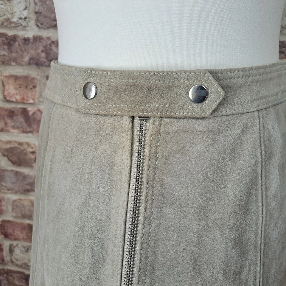 Topshop Falda Corta Cuero Gamuza 12 Piedras Recta Lápiz Cremallera Frontal Foto 2 de 4