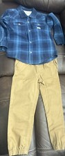 Lucky Brand Boys's Plaid Long Sleeve And Khaki Pants Blue/Khaki Size-4T NWOT