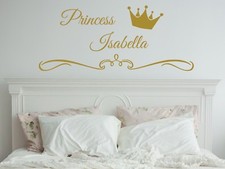 Wall Decals Personalized Name Decor Princess Crown Vinyl Art Sticker Nursery OP6