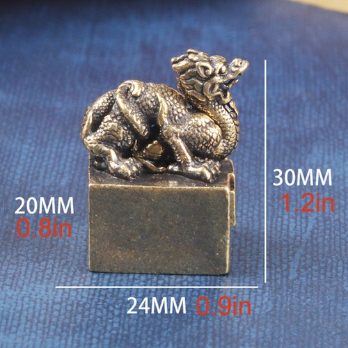 Chinese Folk Bronze Brass Dragon Beast Statue Dynasty imperial Stamp Signet Seal - Picture 2 of 8