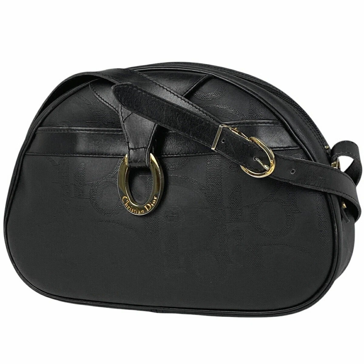 Sac bandoulière cuir noir femme luxe logo Christian Dior