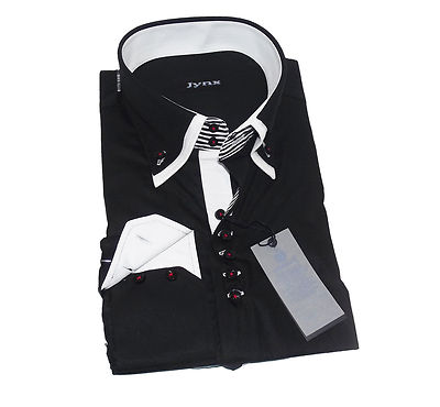 Mens Double Collar Fancy Italian Slim Fit Formal Casual Shirt Long