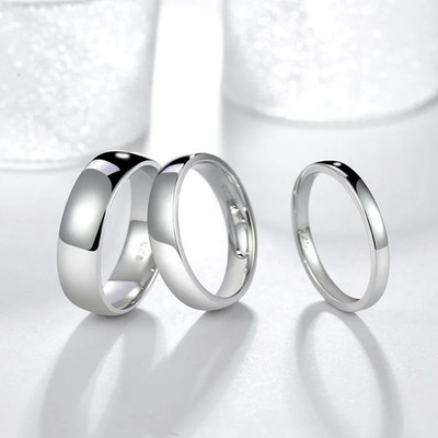 Wedding Band Ring 925 Sterling Silver Smooth Polished Round Shape Jewelry