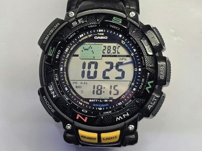CASIO Pro Trek PRG-240-1 Triple Sensor Tough Solar Digital Watch Black Resin