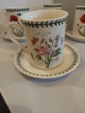 Portmeirion Botanic Garden Mug & Saucer Lathyrus Odoratus Sweet Pea Flower EUC