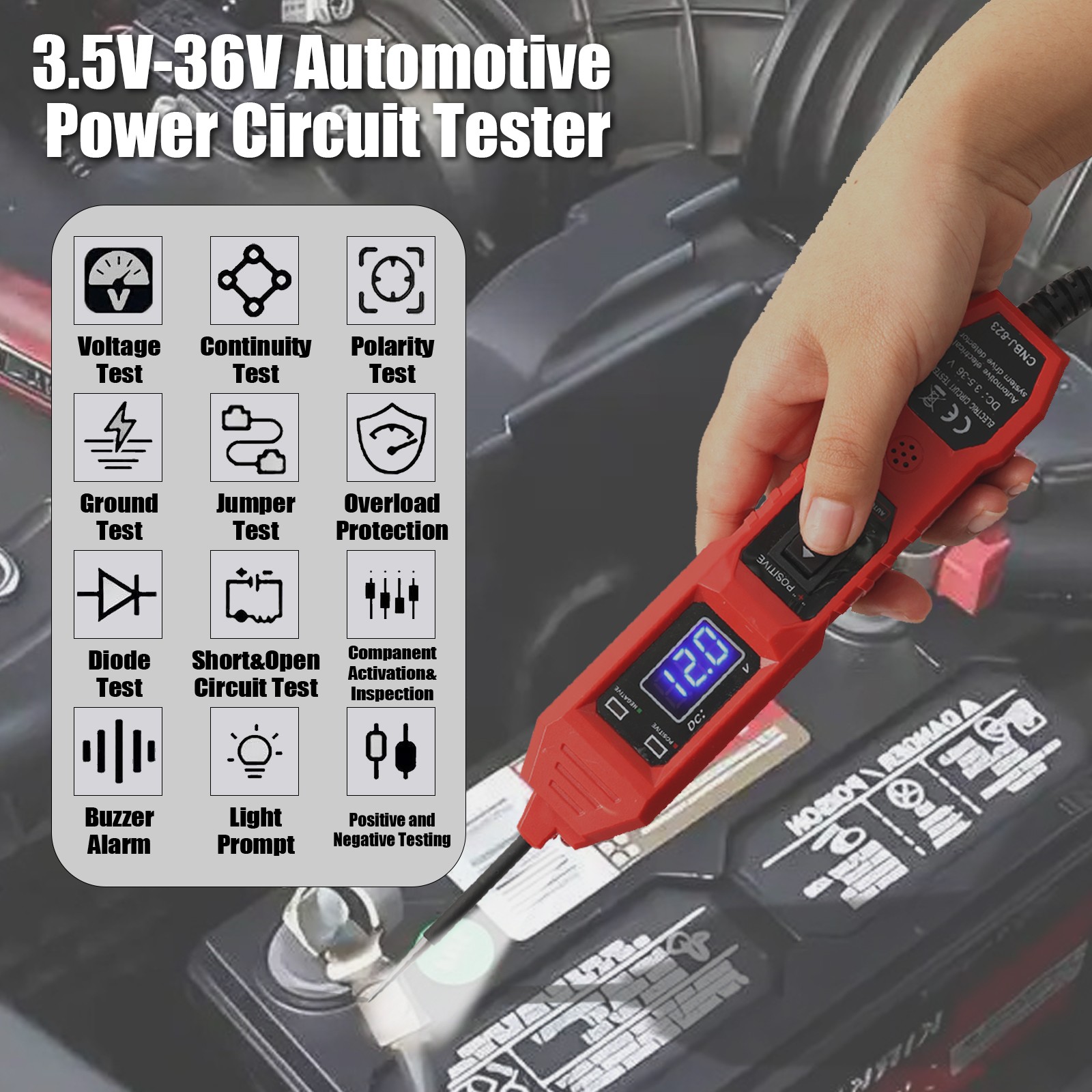 Digital Automotive Electrical Tester  3.5-36VCar Power Probe Circuit Tester