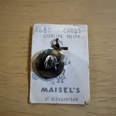 Vintage Sterling Silver Western Cowboy Hat Charm Pendant Maisel s W/ Cardback