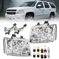 Chrome White Side Headlights For 2007-2014 Chevy Suburban Tahoe Avalanche Wbulb Chrome White Side Headlights For 2007-2014 Chevy Suburban Tahoe Avalanche Wbulb