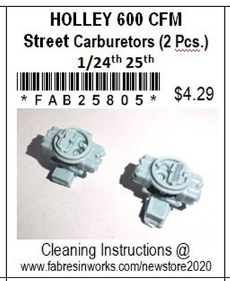 #ad FAB25805 Vintage 600cfm Holley Street Carbs Pressure Cast Resin 1 25 Scale 2 Pcs $3.99