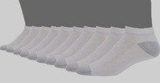 Hanes Men's White 10 Pair Cotton Cushioned Pack Logo Low Cut Socks Shoe 6-12