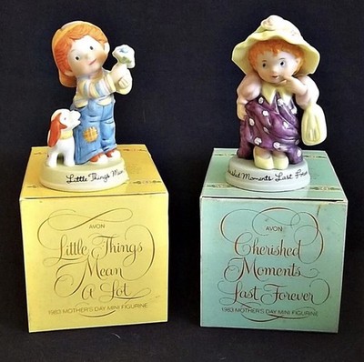 2 BOX Avon 1983 Mother s Day ''LITTLE THINGS''&''CHERISHED MOMENTS'' Figurines