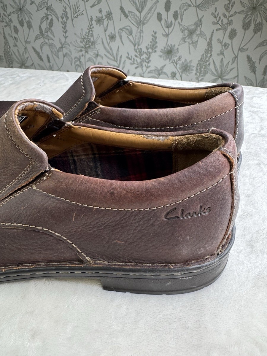 Clarks Mens Nature Size 11 Walk Brown Leather Casual Slip-On Loafer Shoes View 2
