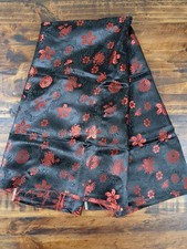 Black  Red Florals Satin Type Fabric 80x34"