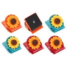6Pcs Sunflower Fridge Magnets Clips, Blue/Orange/Red