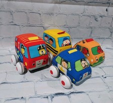 Melissa  Doug K's Kids Set of 4 Pull Back Town Vehicles Soft Toy Cars Bus