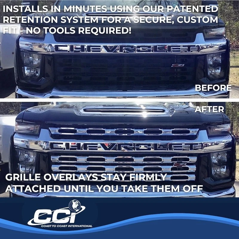 Superposición de rejilla cromada para Chevy Silverado HD 2500/3500 2020-23 (LT WT personalizado) Foto 2 de 4