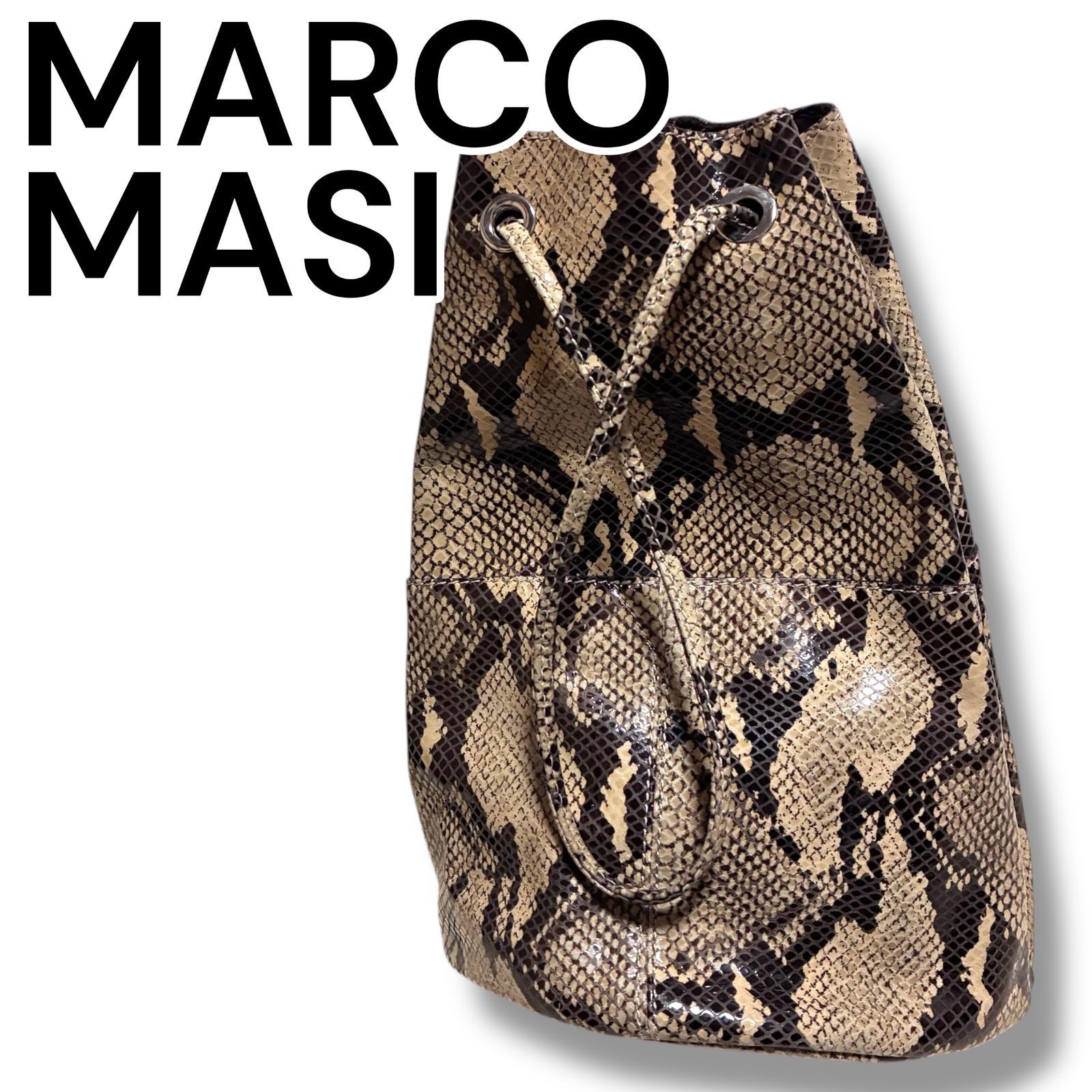 Marco Masi Python Leather Drawstring Shoulder Bag… - image 1