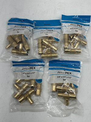 Apollo 3/4 in. x 3/4 in. x 1/2 in. Brass PEX-B Barb Reducing Tee (25-Pack)