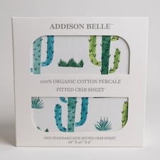 Addison Belle 100 Organic Cotton Percale Fitted Crib Sheet LIMITED STOCK