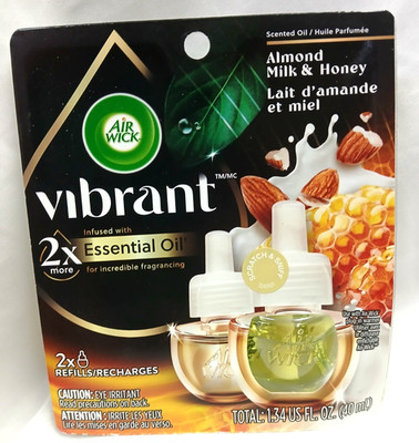 Air Wick Vibrant Essential Oil Refills Almond Milk & Honey 2 Pack Refills