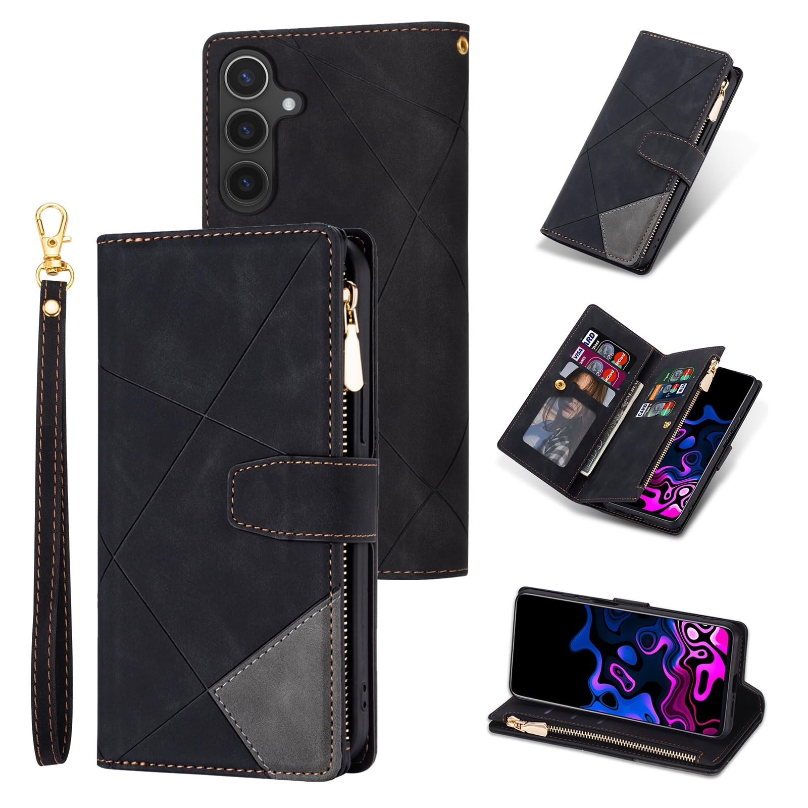 Etui en cuir PU portefeuille Samsung S25 Plus, fini les rayures avec la coque clapet magnétique