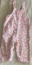 Vintage Healthtex Pink Corduroy Floral Overalls Baby Girl Sz 18 Mos USA Made