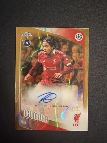 2025-26 Topps Chrome UEFA Club Competitions Rio Ngumoha Gold Lava Auto /50