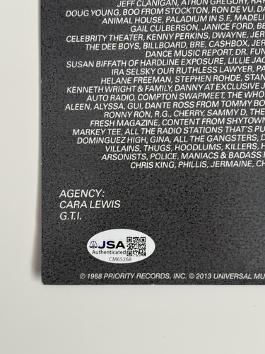 NWA Straight Outta Compton LP Vinyl Ice Cube Signed Autographed JSA COA - Picture 3 of 3