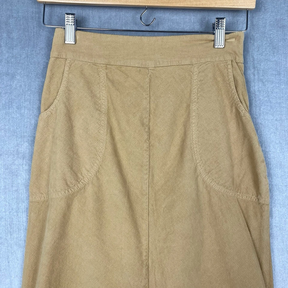 Falda Tres Lunares De Colección Años 90 Para Mujer XS Midi Tostado Pana Rachel Verde Hecha en EE. UU. Foto 3 de 4