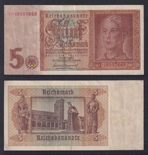 Germany Banknote 5 Reichsmark 1942 P.-186a BB+/VF+