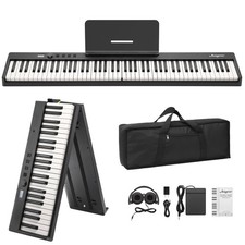 88 Key Full-Size Semi-Weighted Electronic Keyboard Piano, Portable Folding De...