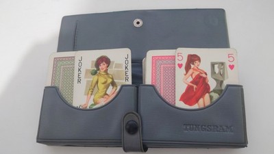 Vintage TUNGSRAM Pin-Up Spielkarten - 2 komplette Decks + Original Etui
