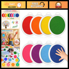 7" Washable Ink Pads Set - 8 Vibrant Colors for Kids Finger Painting, Crafting