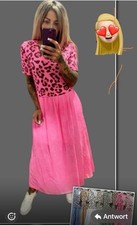 Maxikleid Damen Maxi Kleid Boho Leo Ibiza Hippie Sommer Pink