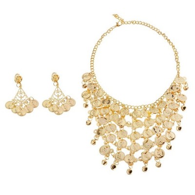 1Set Gypsy Bauchtanz Schmuck Schmuck Set Halskette Ohrringe Baumeln Clip Auf
