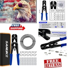 All-in-One Wire Rope Crimper Kit with 33ft Stainless Steel Cable Accessories