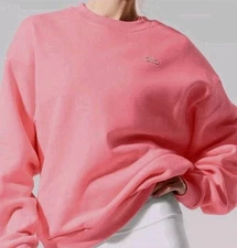 NWT Alo Yoga Accolade Crew Neck Pullover Neon Bubblegum Size Small AUTHENTIC 
