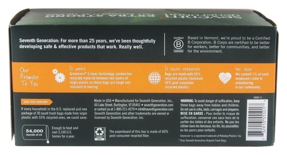 Seventh Generation Tall Kitchen Trash Bags 100 Recycled Plastic 30 Count - Image 3 of 4