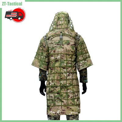 Ghillie Suit Base Poncho | Sniper Camouflage Cape for Airsoft Paintball Hunting