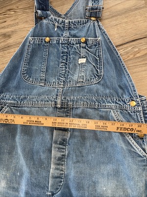 S*T様 【USED】50s LEE Denim Overall Vintage 50's Lee Long L Jelt Denim Distressed Overalls Size 36x32